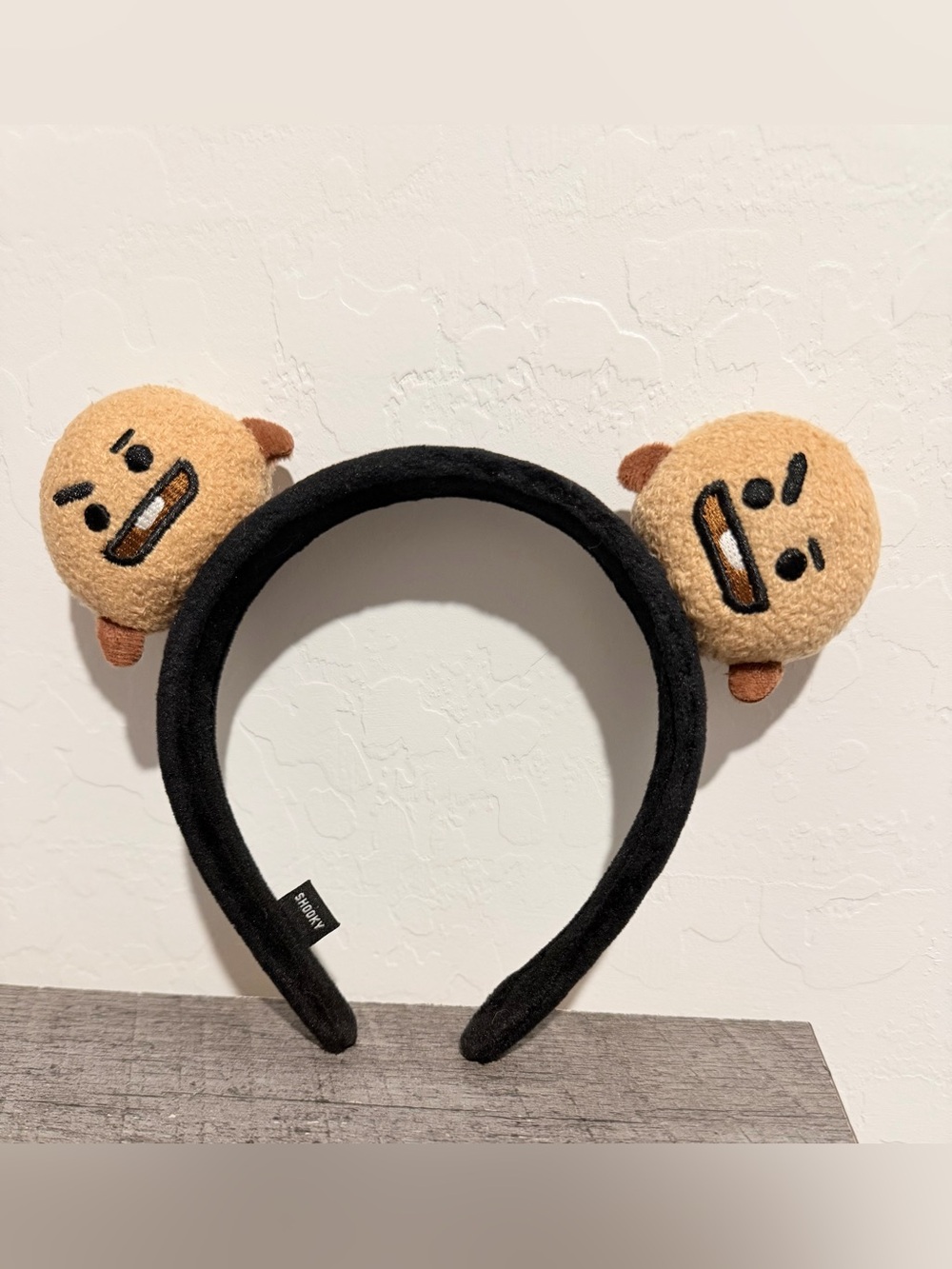Bt21 shooky Ear Headband  Suga Agust D- Black with Brown Faces